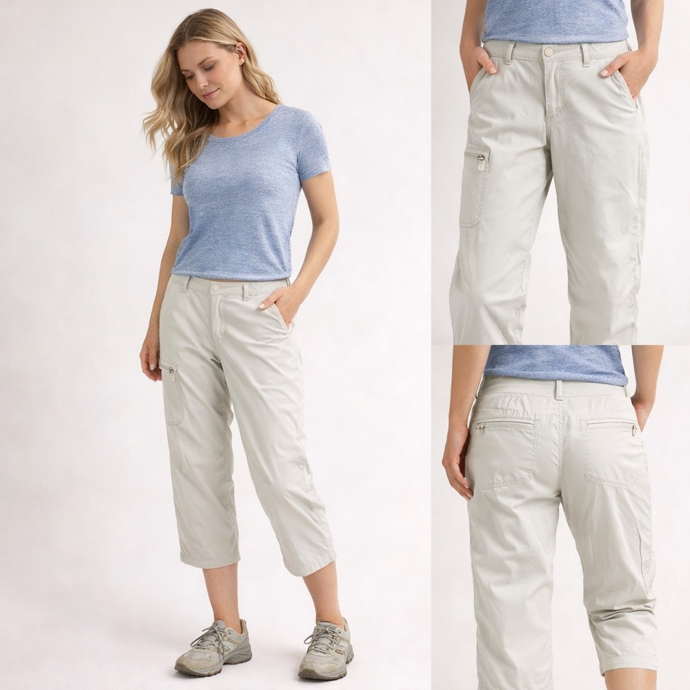 L.Bean Hiking Capri Pants Womens Size 8 Beige Lightweight Outdoor Travel - Picture 1 of 8
